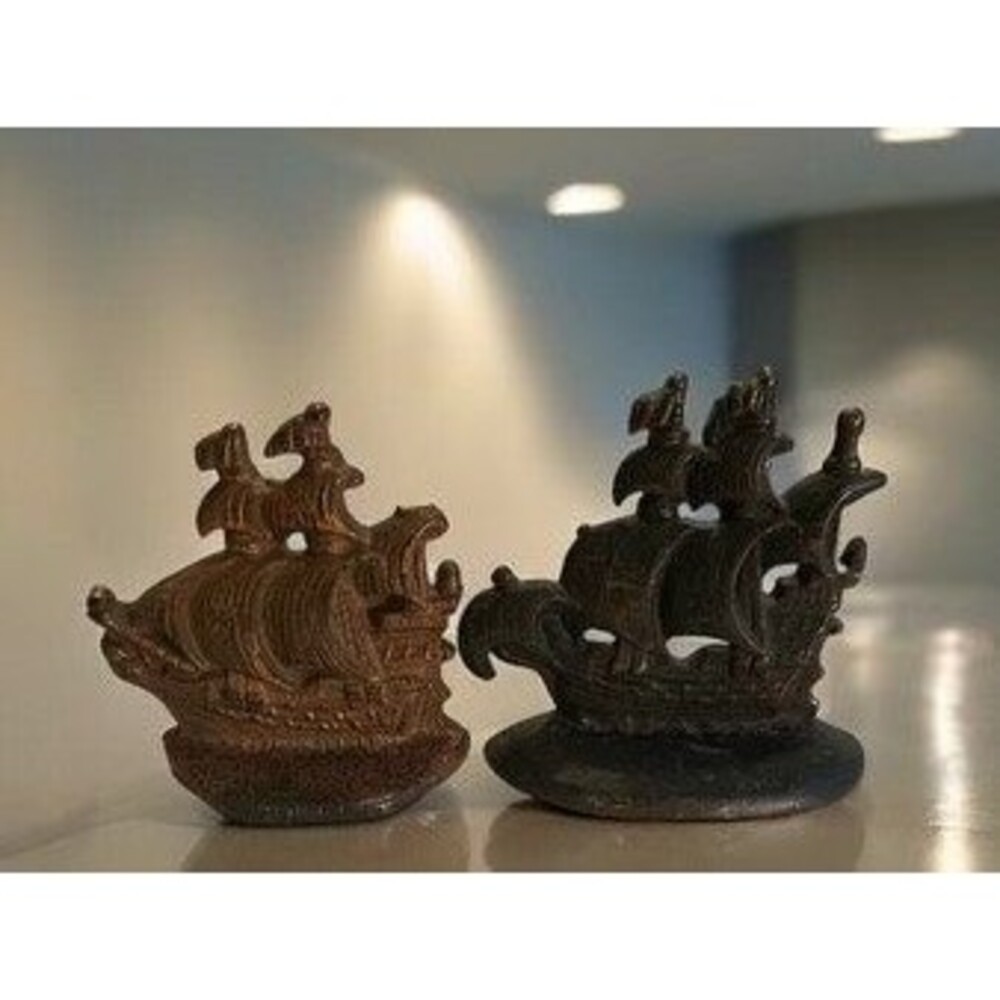 Vintage Cast Iron Spanish Galleon Bookends,Sailing Ship Bookends or door stops